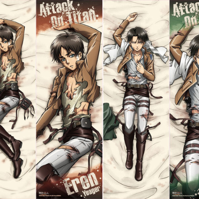 "Attack on Titan" Eren and Levi lie down in a battered and injured state...The ultimate body pillow cover is now available!