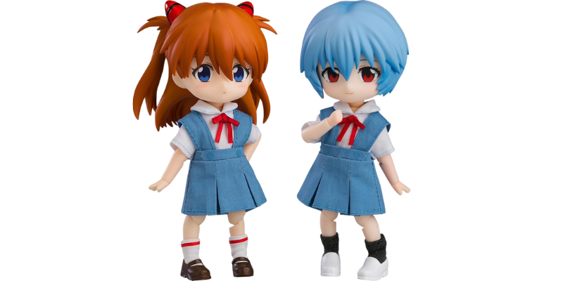 Nendoroids of Rei Ayanami and Asuka Langley Shikinami from "Evangelion: New Theatrical Edition"