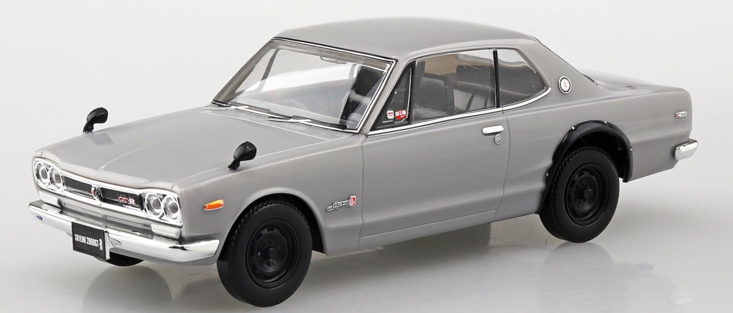 青島文化教材社(AOSHIMA) 1/32 楽プラ スナップキット No.16-SV ニッサン C10 スカイライン 2000GT-R シルバー 色分け済みプラモデル (自動車)