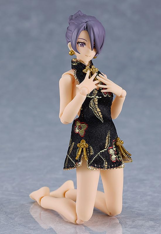 figma Styles figma Female Body (Mika) with Mini Skirt Chinese Dress Outfit (Black)
