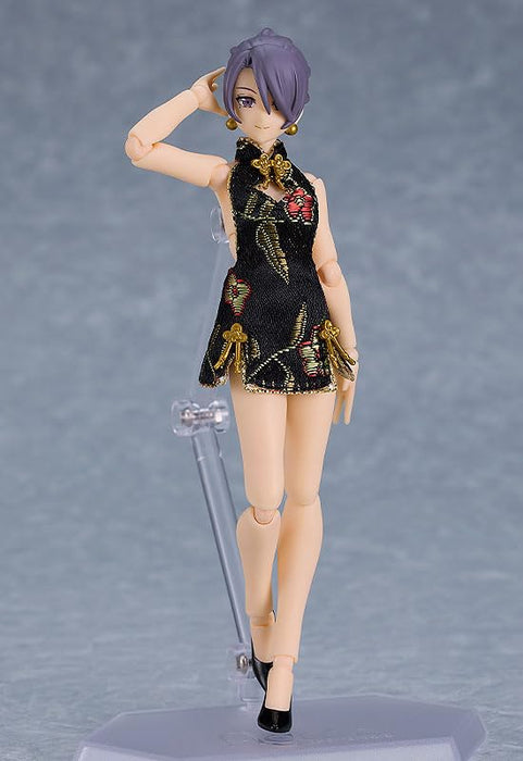 figma Styles figma Female Body (Mika) with Mini Skirt Chinese Dress Outfit (Black)