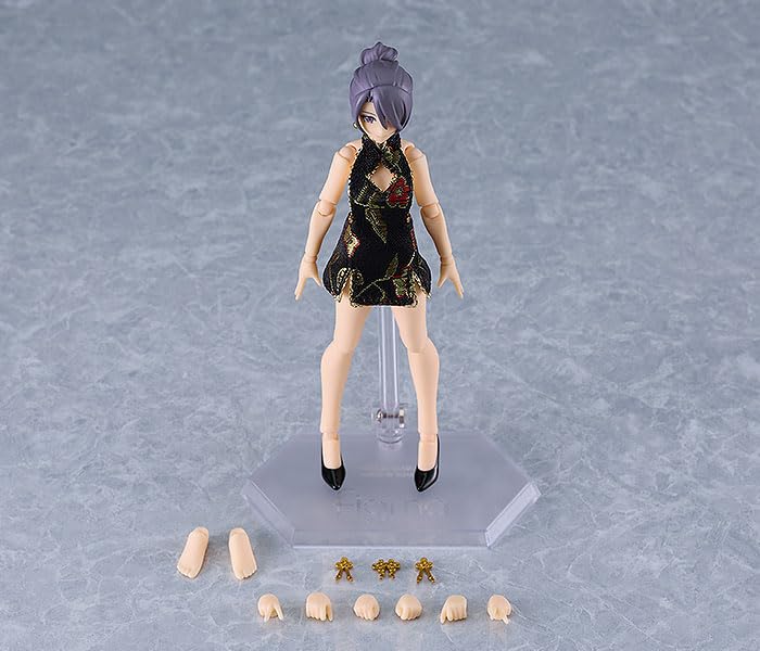 figma Styles figma Female Body (Mika) with Mini Skirt Chinese Dress Outfit (Black)