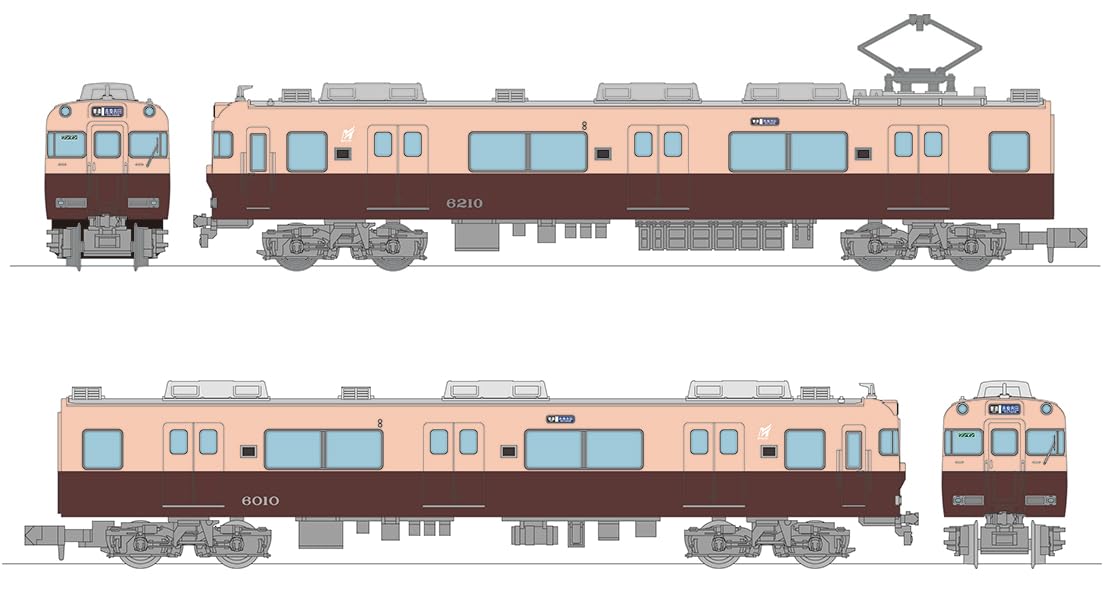 Railway Collection Meitetsu 6000 Series (Reprint Paint, 6010 Formation) 2 Car Set