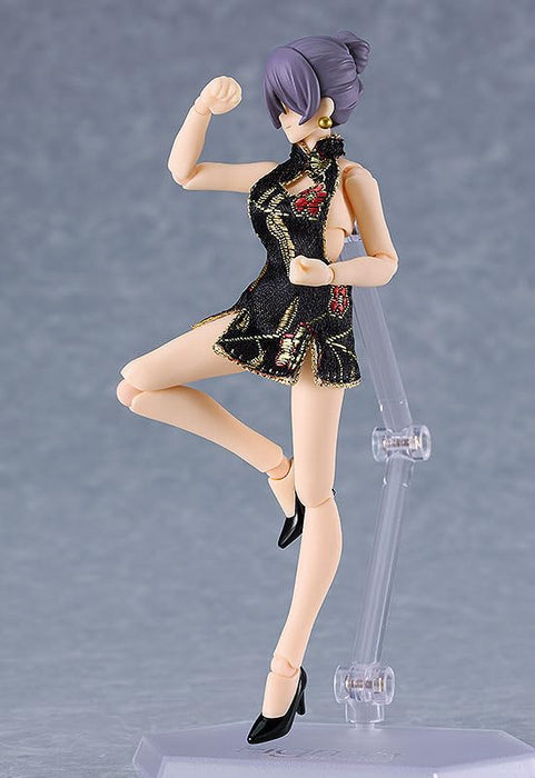 figma Styles figma Female Body (Mika) with Mini Skirt Chinese Dress Outfit (Black)