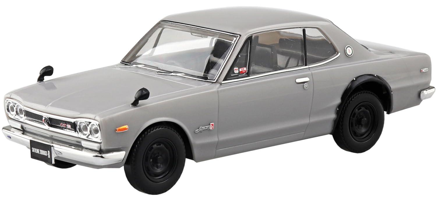 青島文化教材社(AOSHIMA) 1/32 楽プラ スナップキット No.16-SV ニッサン C10 スカイライン 2000GT-R シルバー 色分け済みプラモデル (自動車)