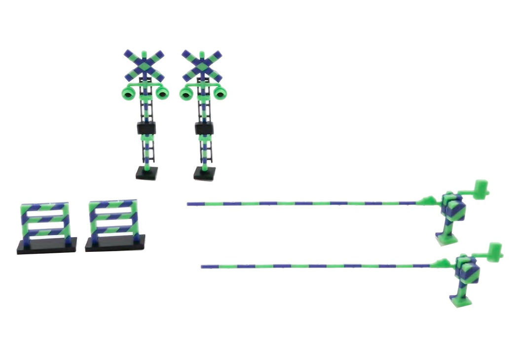 1/80 Scale Plastic Kit Pop Different World Series 2 Color Molding Plastic Kit Railway Crossing (Green x Blue)