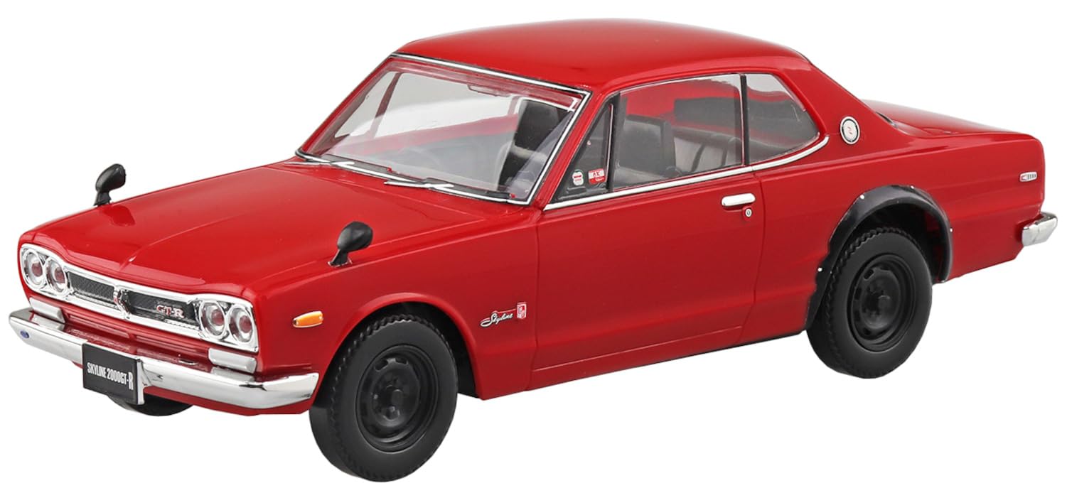 青島文化教材社(AOSHIMA) 1/32 楽プラ スナップキット No.16-RD ニッサン C10 スカイライン 2000GT-R レッド 色分け済みプラモデル (自動車)