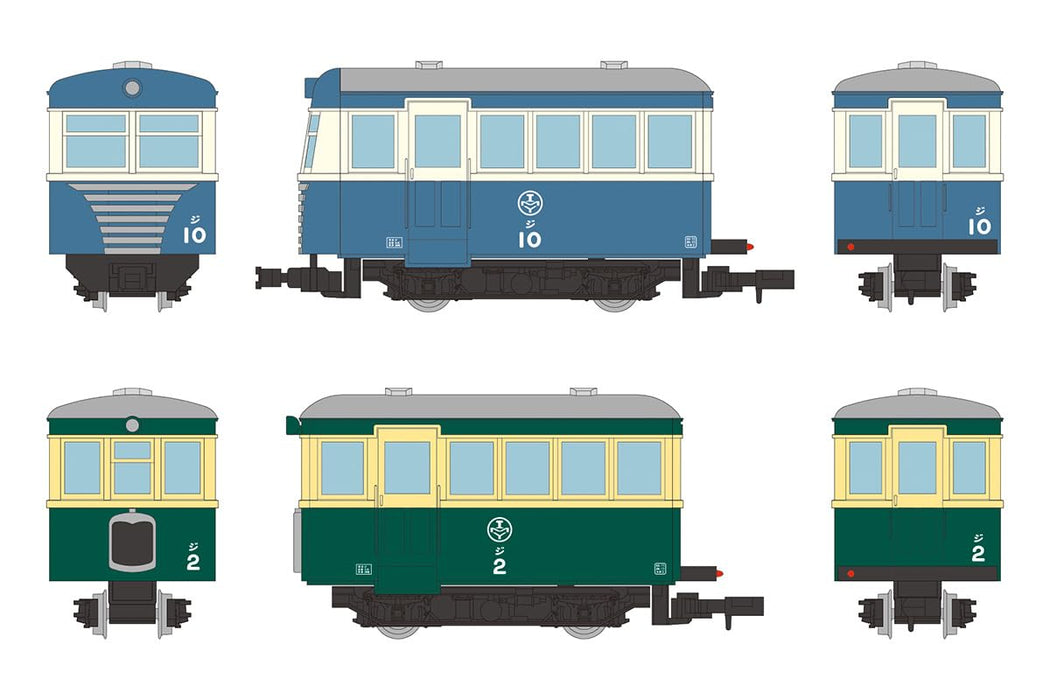 Railway Collection Narrow Gauge 80 Nekoya Line Ji 10 New Paint & Ji 2 Two-Tone Color (Cream, Green)