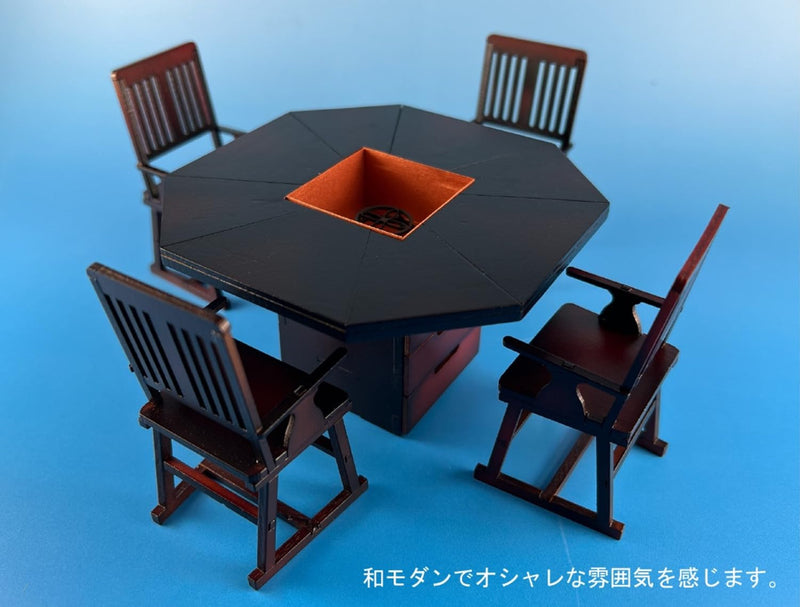 1/12 Octagon Table & Chairs with Irori WZ-028