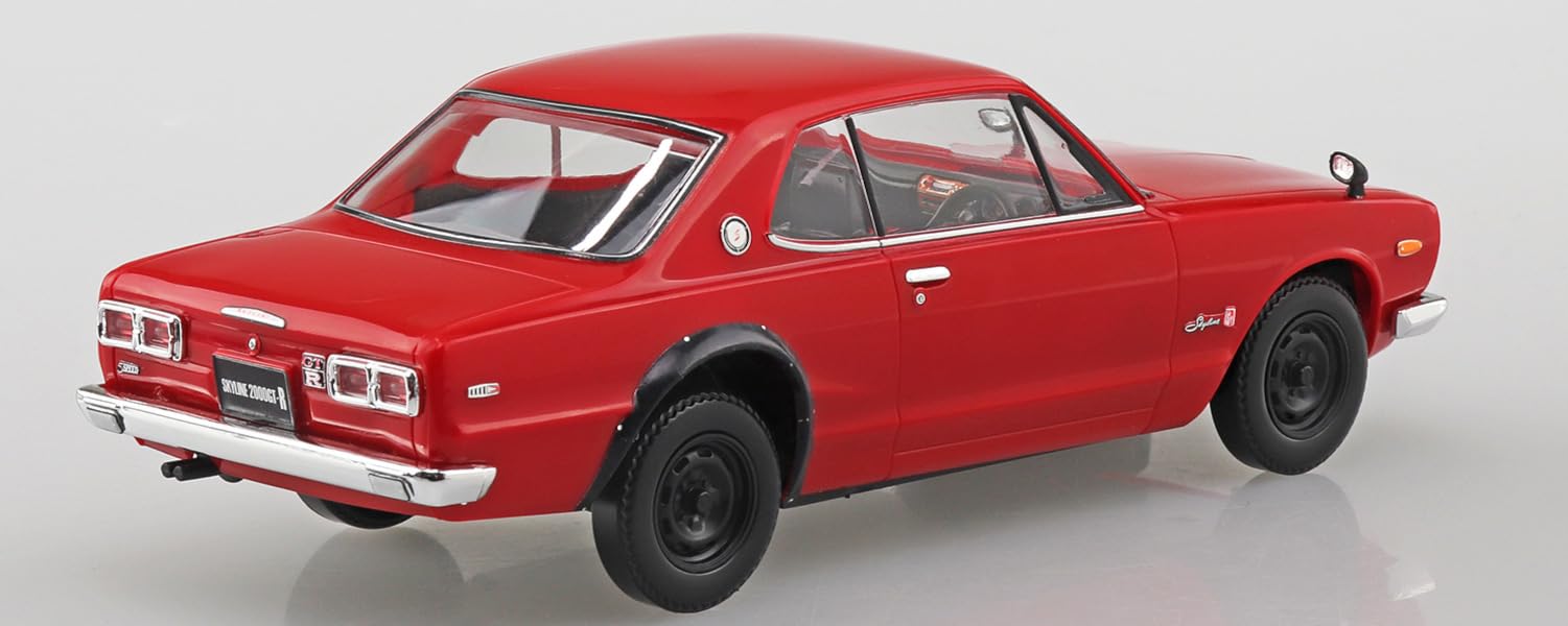 青島文化教材社(AOSHIMA) 1/32 楽プラ スナップキット No.16-RD ニッサン C10 スカイライン 2000GT-R レッド 色分け済みプラモデル (自動車)