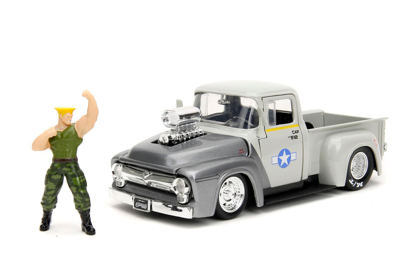 "Street Fighter" 1/24 Scale Die-cast Mini Car with Figure Guile & 1956 Ford F-100