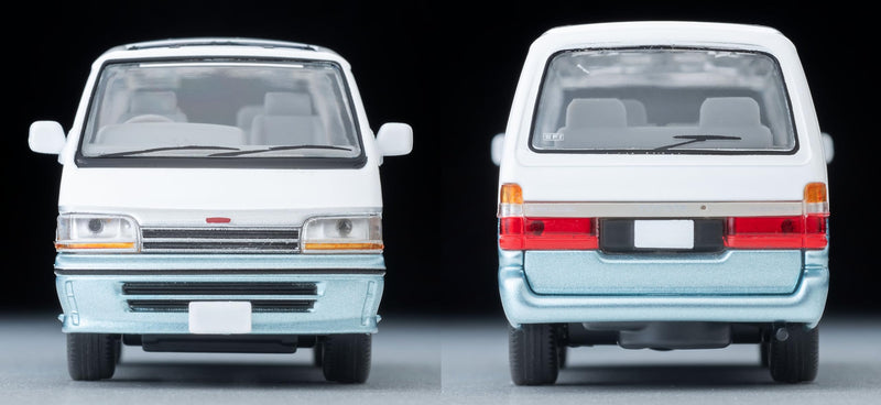 1/64 Scale Tomica Limited Vintage NEO TLV-N208d Toyota Hiace Wagon Super Custom (White / Light Blue) 1990