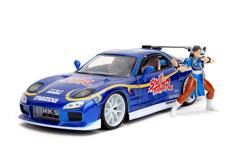 "Street Fighter" 1/24 Scale Die-cast Mini Car with Figure Chun-Li & 1993 Mazda RX-7