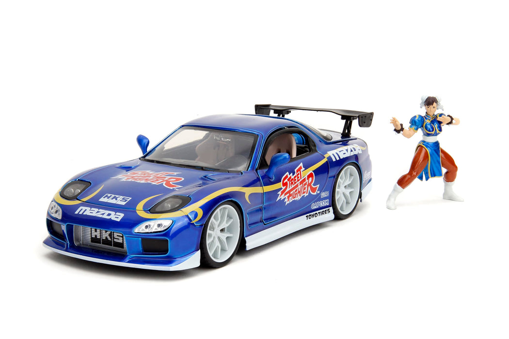 "Street Fighter" 1/24 Scale Die-cast Mini Car with Figure Chun-Li & 1993 Mazda RX-7