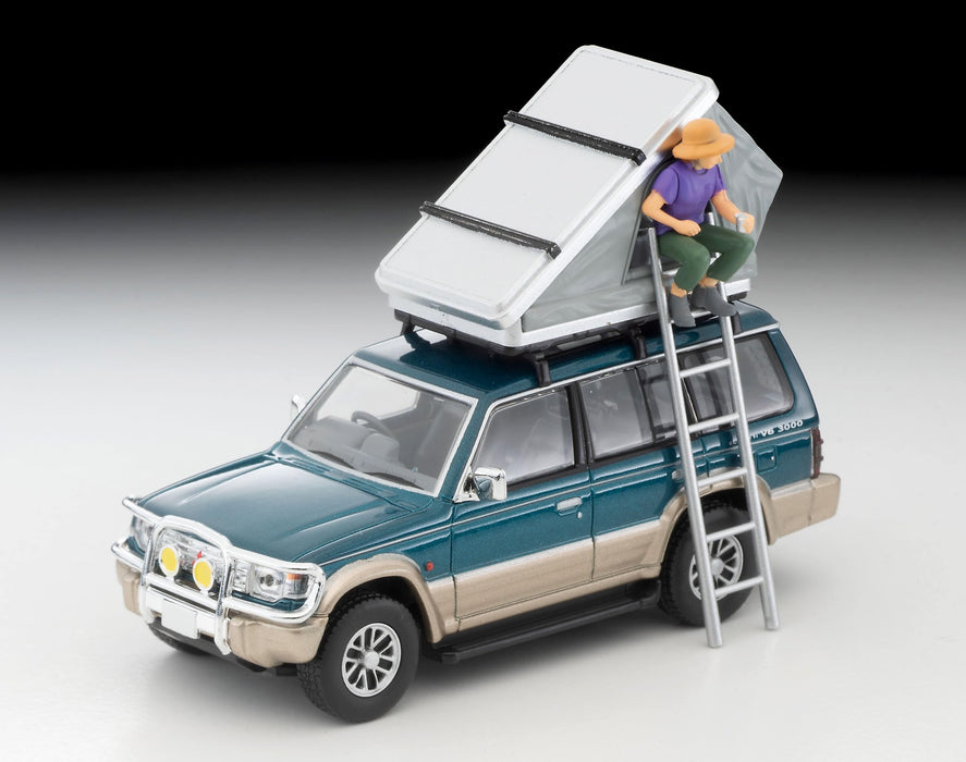 1/64 Scale Tomica Limited Vintage NEO TLV-N206c Mitsubishi Pajero Mid Roof Wide VR with Option Parts (Green / Beige) 1991 with Tent and Figure