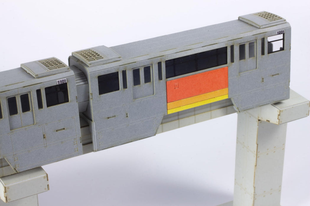 1/150 Scale Paper Kit Tama Intercity Monorail 1000 Series 4 Car Set
