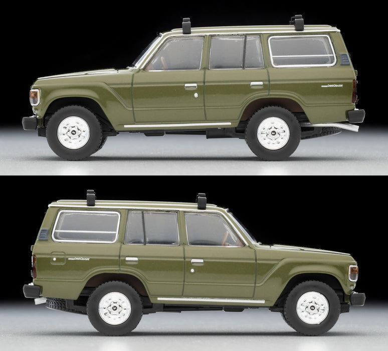1/64 Scale Tomica Limited Vintage NEO TLV-N279e Toyota Land Cruiser 60 (Olive) with Canoe and Figure