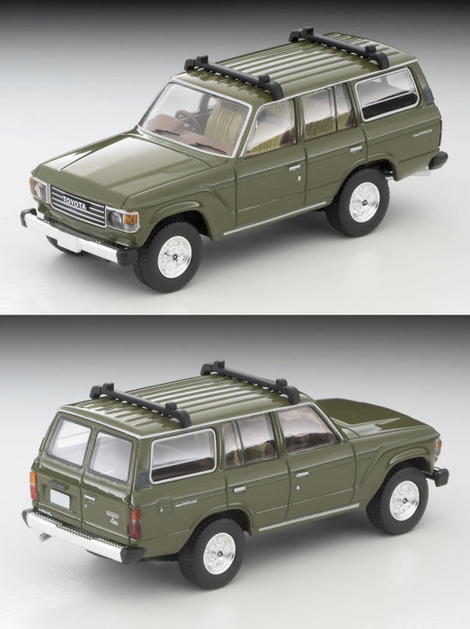1/64 Scale Tomica Limited Vintage NEO TLV-N279e Toyota Land Cruiser 60 (Olive) with Canoe and Figure