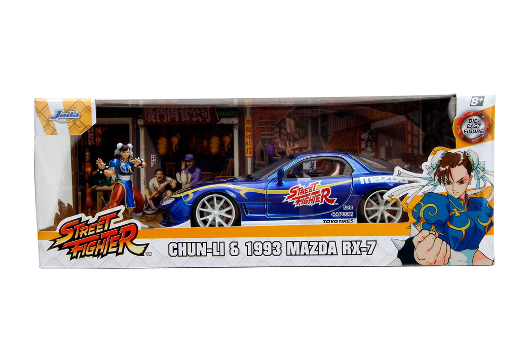 "Street Fighter" 1/24 Scale Die-cast Mini Car with Figure Chun-Li & 1993 Mazda RX-7
