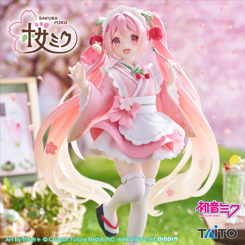 "Character Vocal Series 01 Hatsune Miku" Sakura Miku Newley Written Figure Japanese Cafe Ver.