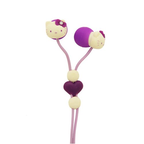 Fits Pod "Hello Kitty" Stereo Earphone Mini White x Purple SAN-48WHPU