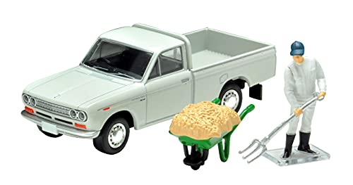 1/64 Scale Tomica Limited Vintage TLV-195c Datsun Truck 1300 Deluxe (White) with Figure