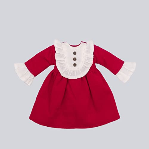 Produced by Junie Moon Dear Darling Fashion for Dolls Frill Yoke Dress Set (22cm Doll Size) Red