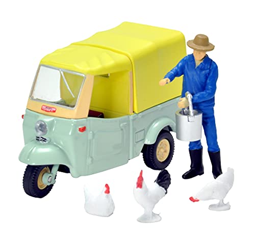 1/64 Scale Tomica Limited Vintage TLV-143d Daihatsu Midget (Yellow Green / Beige) with Figure