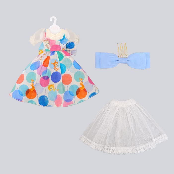 Produced by Junie Moon Dear Darling Fashion for Dolls Balloon Pattern One-Piece Dress Set (22cm Doll Size) Blue