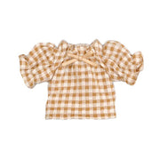 【Cross World Connections】Produced by Junie Moon Dear Darling Fashion for Dolls Gingham Cutsew (22cm Doll Size) Brown
