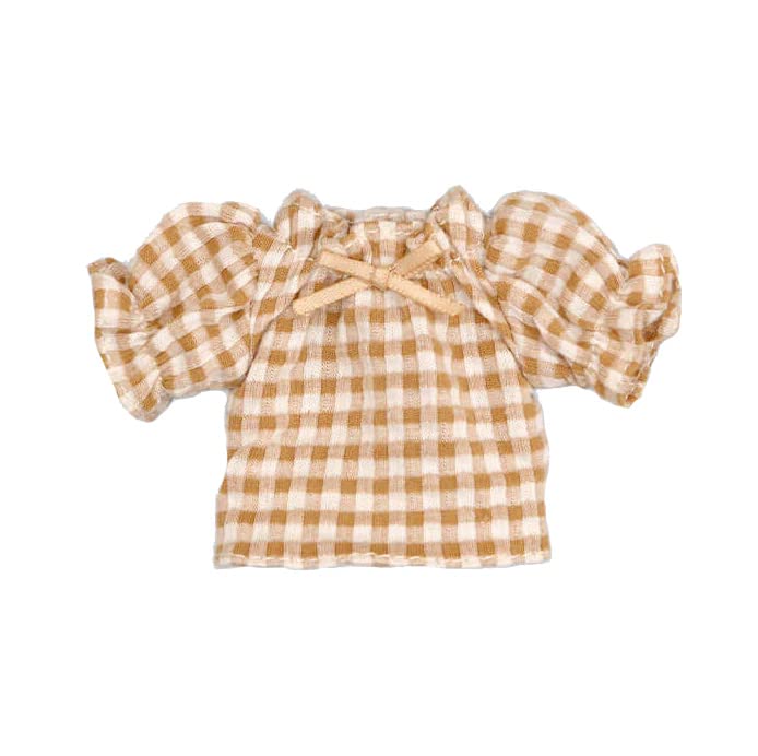 【Cross World Connections】Produced by Junie Moon Dear Darling Fashion for Dolls Gingham Cutsew (22cm Doll Size) Brown