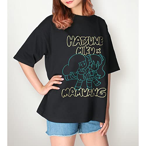 "Hatsune Miku" Miku World Collab Mamuang-chan Big Silhouette T-shirt (Unisex XL Size)