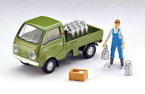 1/64 Scale Tomica Limited Vintage TLV-198a Mazda Porter Cab Three-way Open (Green) with Figure