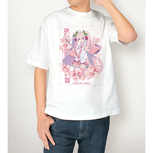 "Hatsune Miku" Sakura Miku Original Illustration Sakura Miku Art by kuro Big Silhouette T-shirt (Unisex XL Size)