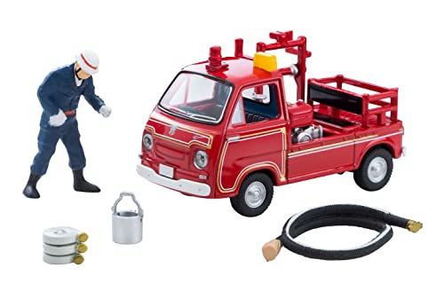 1/64 Scale Tomica Limited Vintage TLV-68c Subaru Sambar Pump Fire Engine with Figure