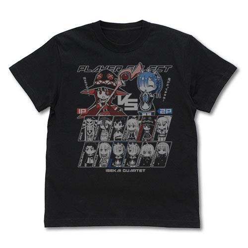 "Isekai Quartet" Player Select T-shirt Black (S Size)