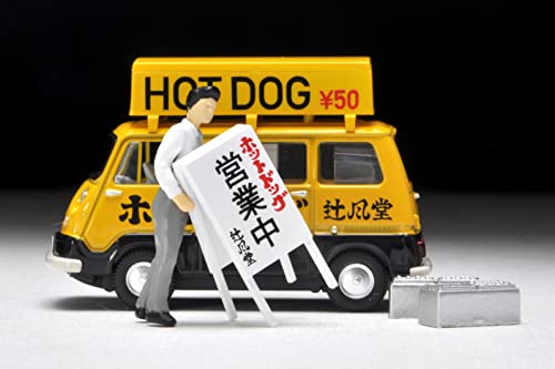 1/64 Scale Tomica Limited Vintage TLV-201a Subaru Sambar Light Van Hot Dog Shop (Yellow / Black) with Figure