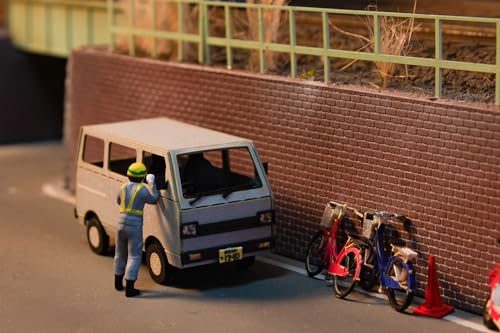 1/80 Scale Paper Kit Town Corner Accessory Series Microvan (White & Blue & Silver)