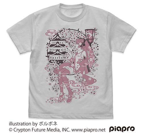 "Hatsune Miku" Sakura Miku Borubone Ver. T-shirt Light Gray (L Size)