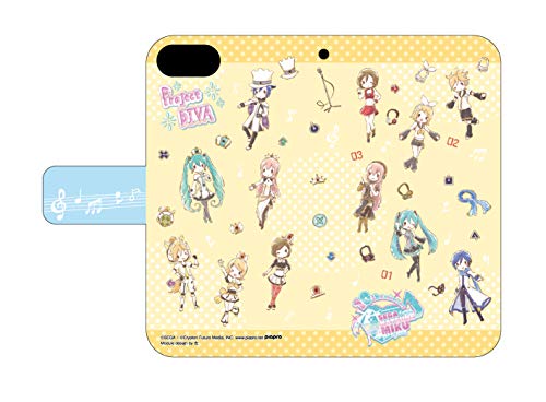 Book Type Smartphone Case for iPhone6/6S/7/8 "Hatsune Miku -Project Diva-" 02 Pattern Design Yellow (Graff Art Design)