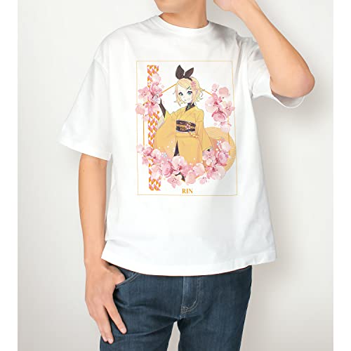 "Hatsune Miku" Sakura Miku Original Illustration Kagamine Rin Art by kuro Big Silhouette T-shirt (Unisex L Size)