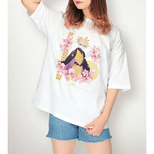 "Hatsune Miku" Sakura Miku Original Illustration Kagamine Len Art by kuro Big Silhouette T-shirt (Unisex XL Size)
