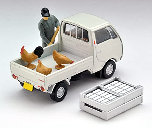 1/64 Scale Tomica Limited Vintage TLV-198b Mazda Porter Cab Three-way Open (White) with Figure