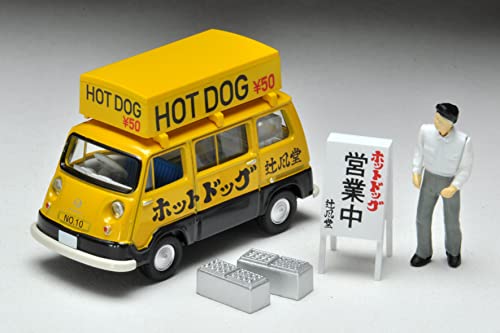 1/64 Scale Tomica Limited Vintage TLV-201a Subaru Sambar Light Van Hot Dog Shop (Yellow / Black) with Figure