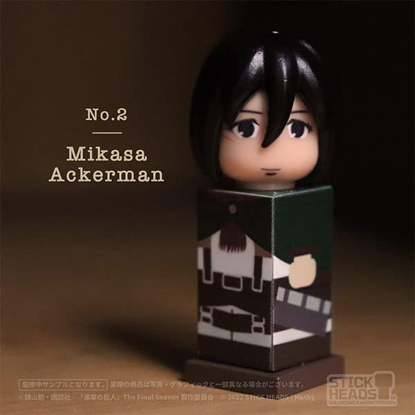 【Hashimoto】Badge Figure STICK HEADS "Attack on Titan" Mikasa Ackerman