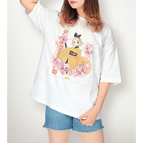 "Hatsune Miku" Sakura Miku Original Illustration Kagamine Rin Art by kuro Big Silhouette T-shirt (Unisex XL Size)