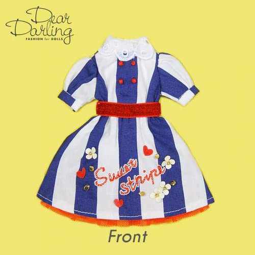 Produced by Junie Moon Dear Darling Fashion for Dolls Sandy Stripe Dress Set (22cm) Navy