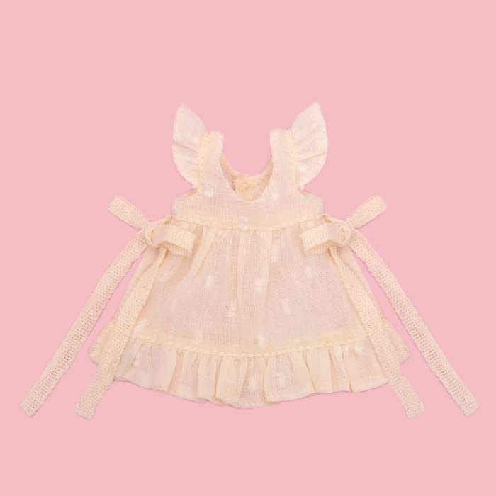 Produced by Junie Moon Dear Darling Fashion for Dolls Pintuck Dress with Apron (20cm Doll Size) Gray