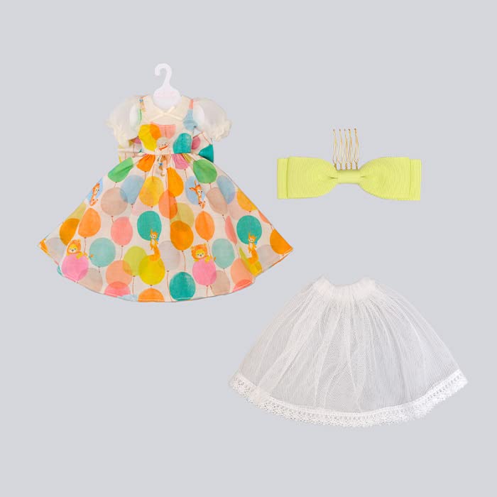 Produced by Junie Moon Dear Darling Fashion for Dolls Balloon Pattern One-Piece Dress Set (22cm Doll Size) Yellow
