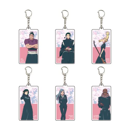 Hequ Jujutsu Kaisen Keychains, Japan Anime Jujutsu Kaisen Transparent Acrylic Key Chain with 5 Pendants Collectible Key Ring, Adult Unisex, Size